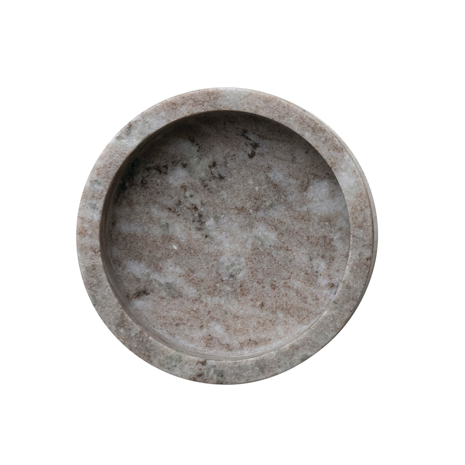 5" Round x 1-1/2"H Marble Dish/Bottle Holder, Beige