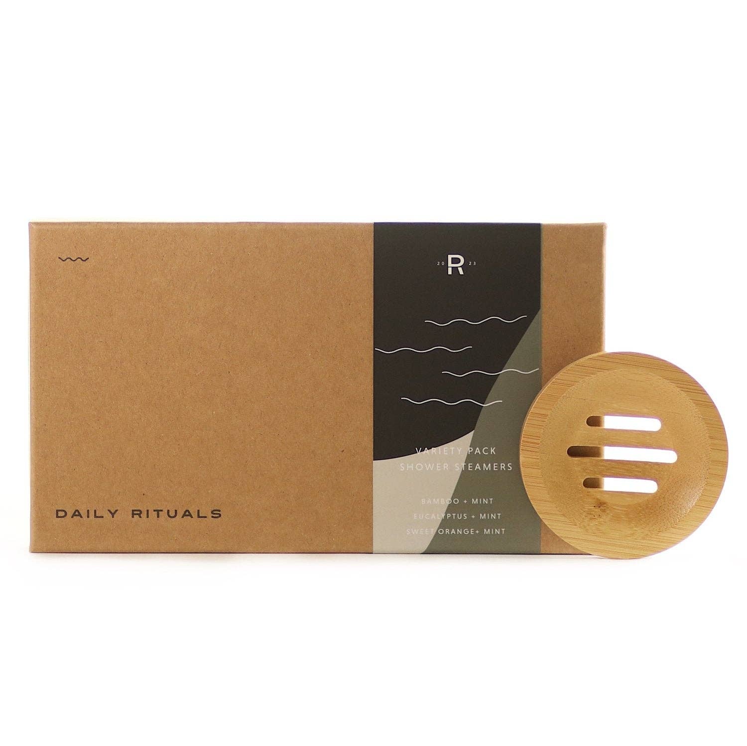 Shower Steamers Variety Pack with Bamboo Plate  - 4 Tablets