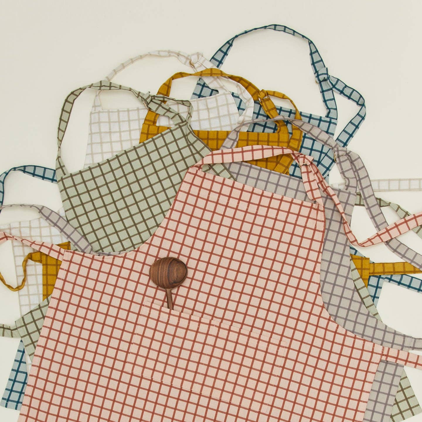 Essential Yarn Dyed Check Apron - Blush/Terracotta