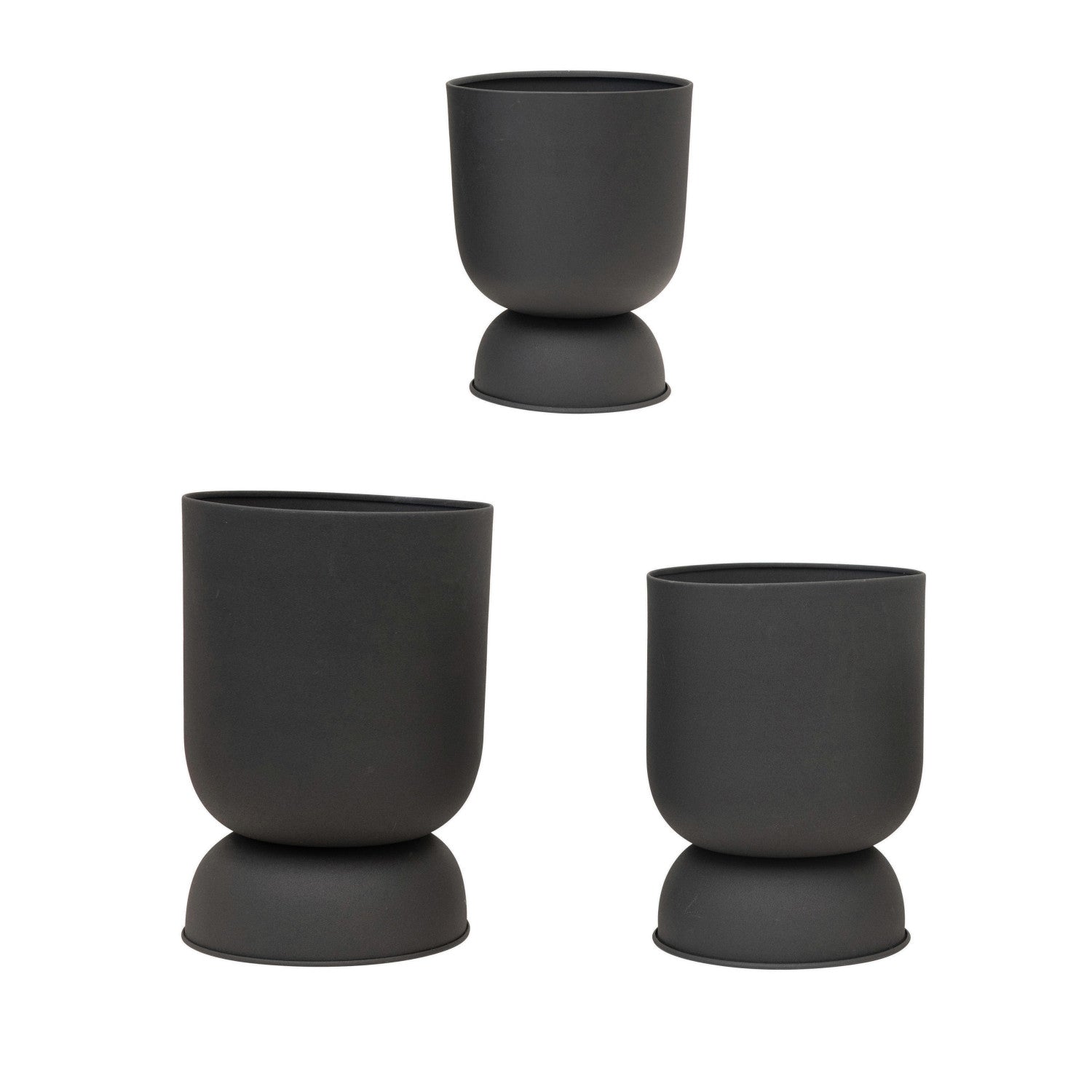 Textured Metal Footed Planters, Set of 3