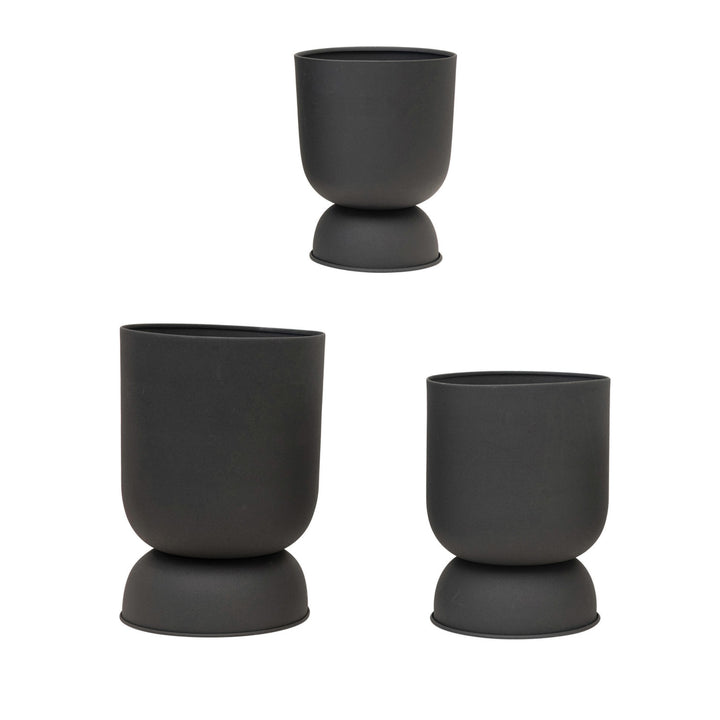 Textured Metal Footed Planters, Set of 3
